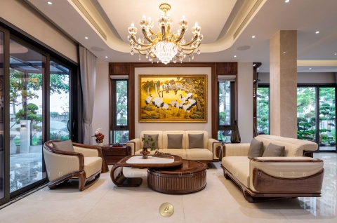 Thi công nội thất biệt thự gỗ óc chó tại Gamuda City Hà Nội